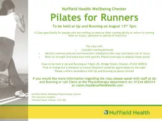 Nuffield Health Wellbeing Chester Pilates for Runners