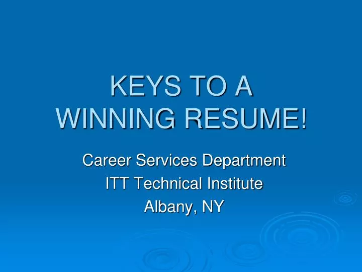 keys to a winning resume