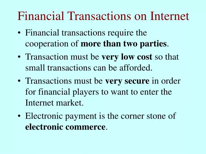 financial transactions on internet