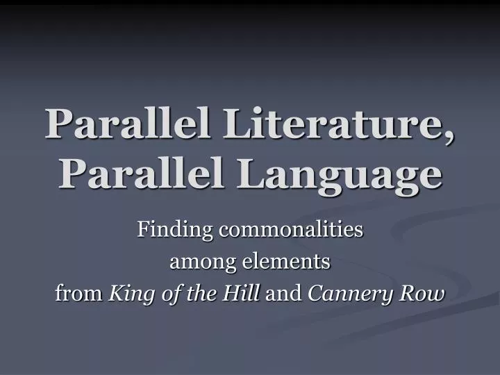 parallel literature parallel language