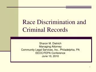 Race Discrimination and Criminal Records