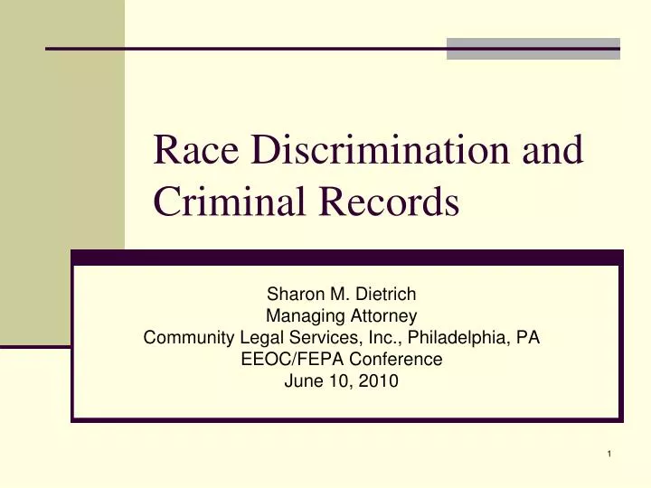 race discrimination and criminal records