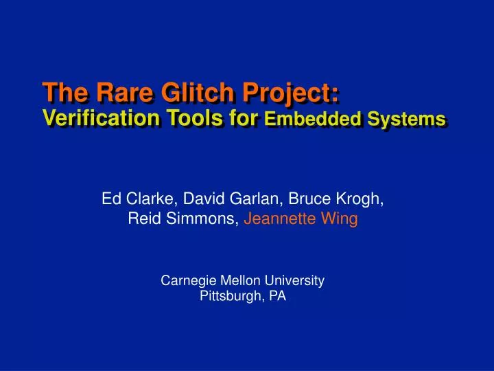 the rare glitch project verification tools for embedded systems