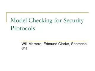 Model Checking for Security Protocols
