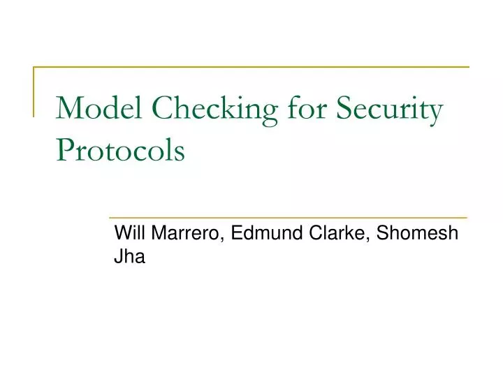 model checking for security protocols