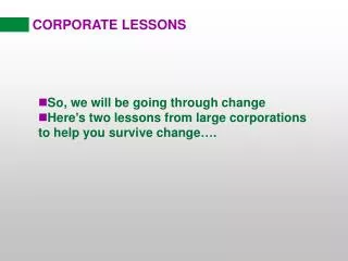 CORPORATE LESSONS