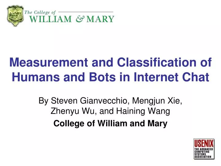 measurement and classification of humans and bots in internet chat