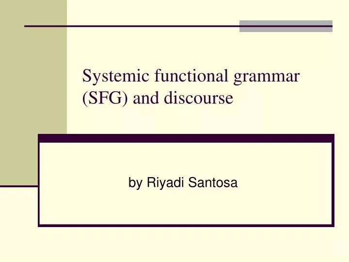 systemic functional grammar sfg and discourse