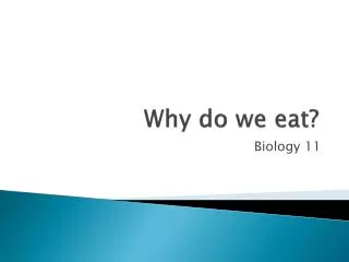 Why do we eat?