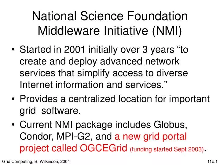 national science foundation middleware initiative nmi