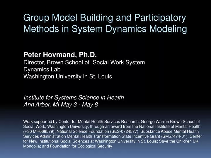 group model building and participatory methods in system dynamics modeling