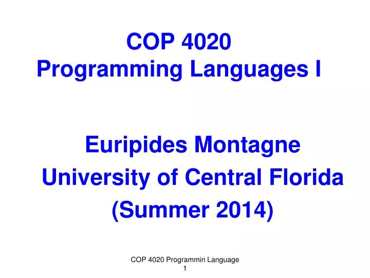 cop 4020 programming languages i