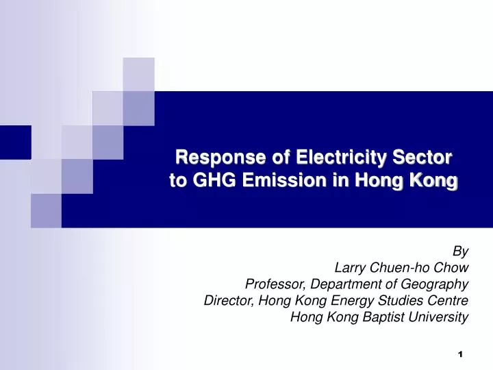 response of electricity sector to ghg emission in hong kong