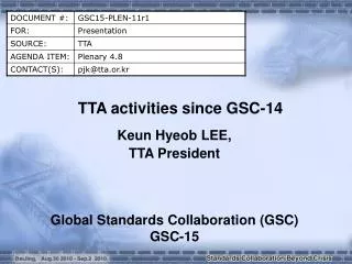 TTA activities since GSC-14