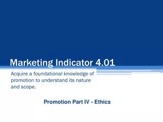 Marketing Indicator 4.01