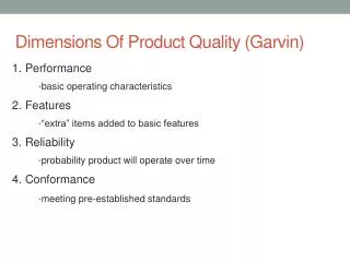 Dimensions Of Product Quality (Garvin)