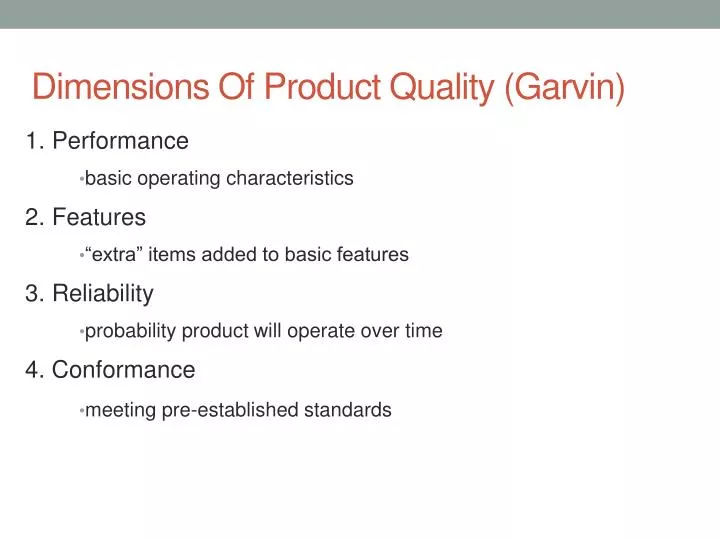 dimensions of product quality garvin