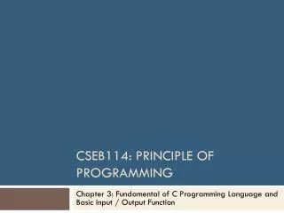 CSEB114: Principle of Programming