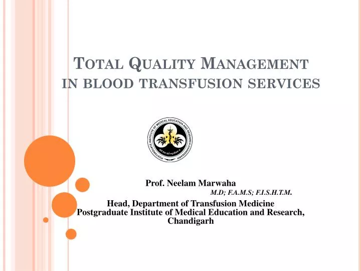total quality management in blood transfusion services