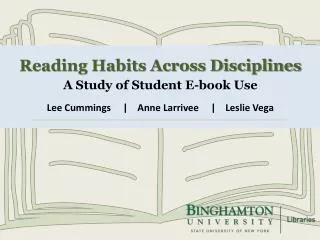 Reading Habits Across Disciplines A Study of Student E-book Use