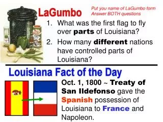 What was the first flag to fly over parts of Louisiana?