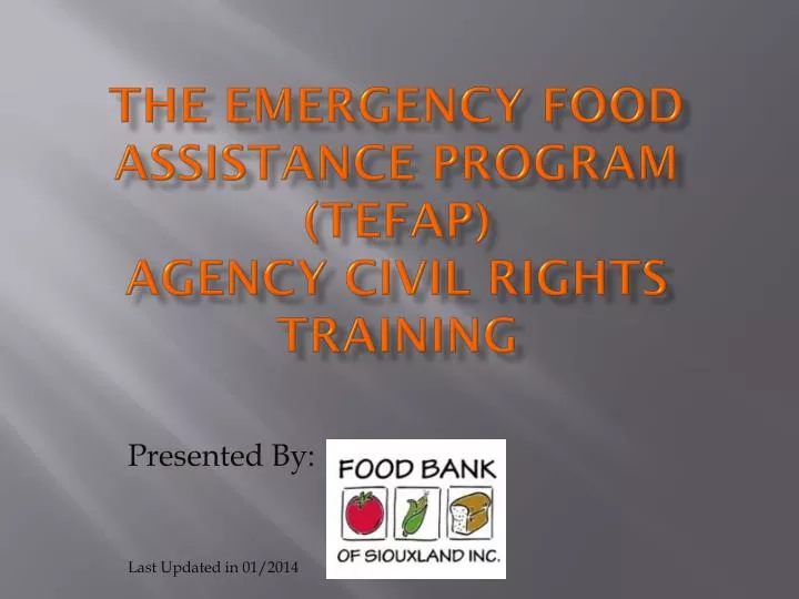 the emergency food assistance program tefap agency civil rights training