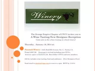 The Orange Empire Chapter of CPCU invites you to A Wine Tasting-New Designee Reception