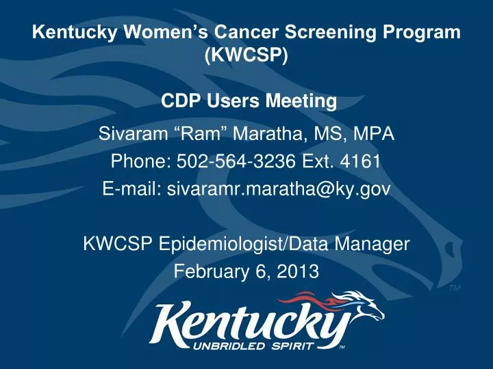kentucky women s cancer screening program kwcsp cdp users meeting