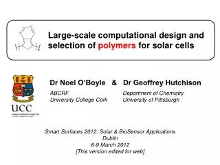 Large-scale computational design and selection of polymers for solar cells