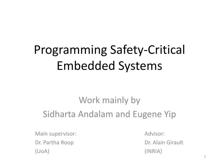programming safety critical embedded systems