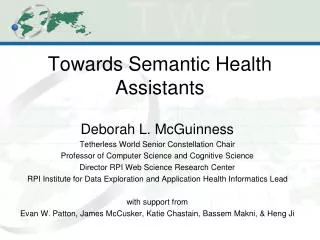 Towards Semantic Health Assistants