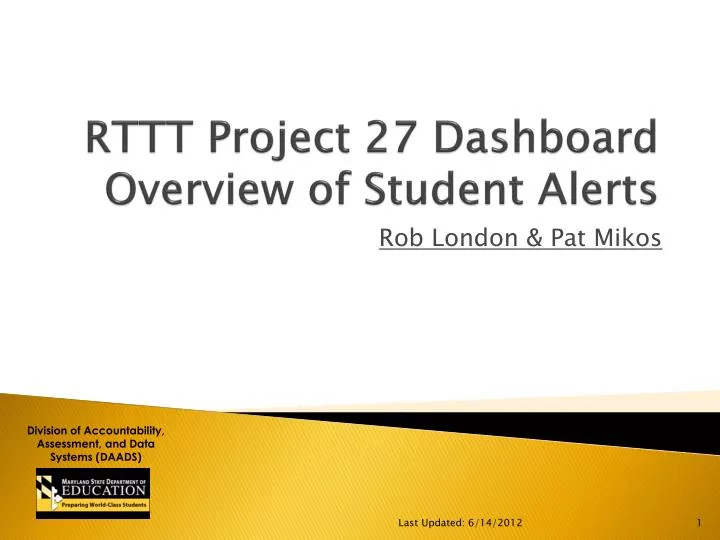 rttt project 27 dashboard overview of student alerts