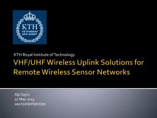 VHF/UHF Wireless Uplink Solutions for Remote Wireless Sensor Networks