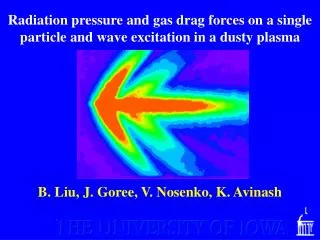 Radiation pressure and gas drag forces on a single particle and wave excitation in a dusty plasma