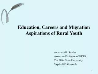 Education, Careers and Migration Aspirations of Rural Youth