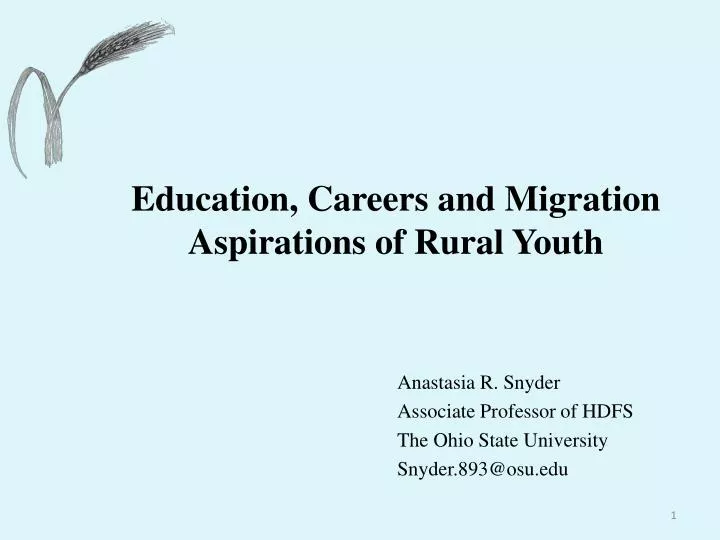 education careers and migration aspirations of rural youth