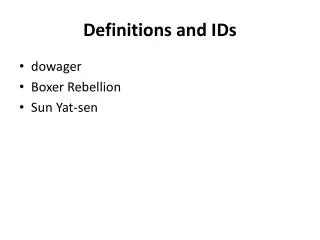 Definitions and IDs