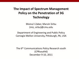 The Impact of Spectrum Management Policy on the Penetration of 3G Technology