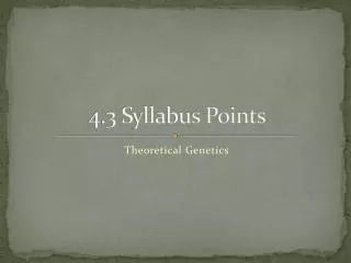 4.3 Syllabus Points