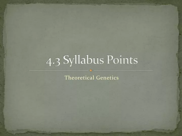 4 3 syllabus points