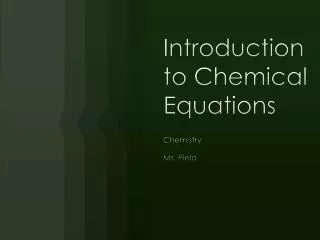 introduction to chemical equations