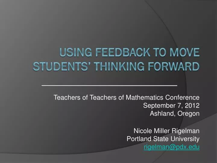 using feedback to move students thinking forward