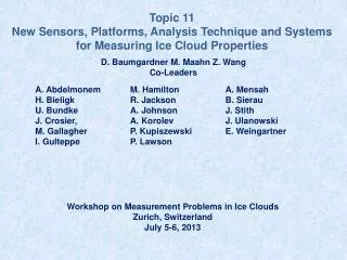 Topic 11 New Sensors, Platforms, Analysis Technique and Systems