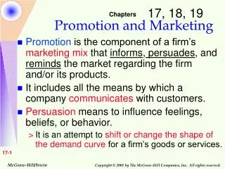 Promotion and Marketing