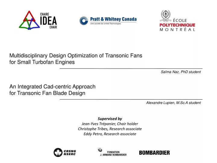 multidisciplinary design optimization of transonic fans for small turbofan engines