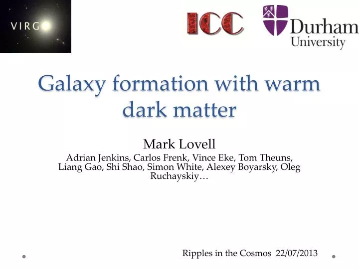galaxy formation with warm dark matter