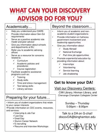 What can your Discovery Advisor do for you?