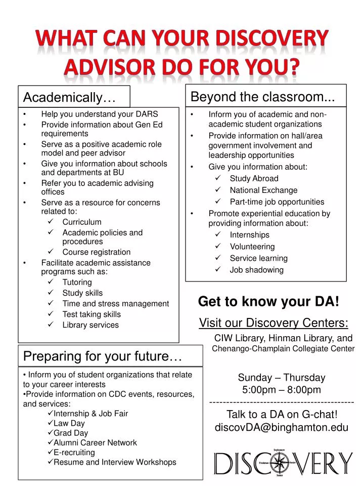 what can your discovery advisor do for you