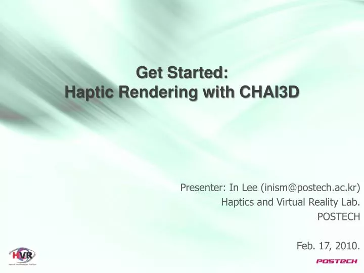 get started haptic rendering with chai3d