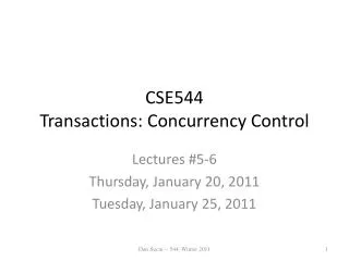 CSE544 Transactions: Concurrency Control